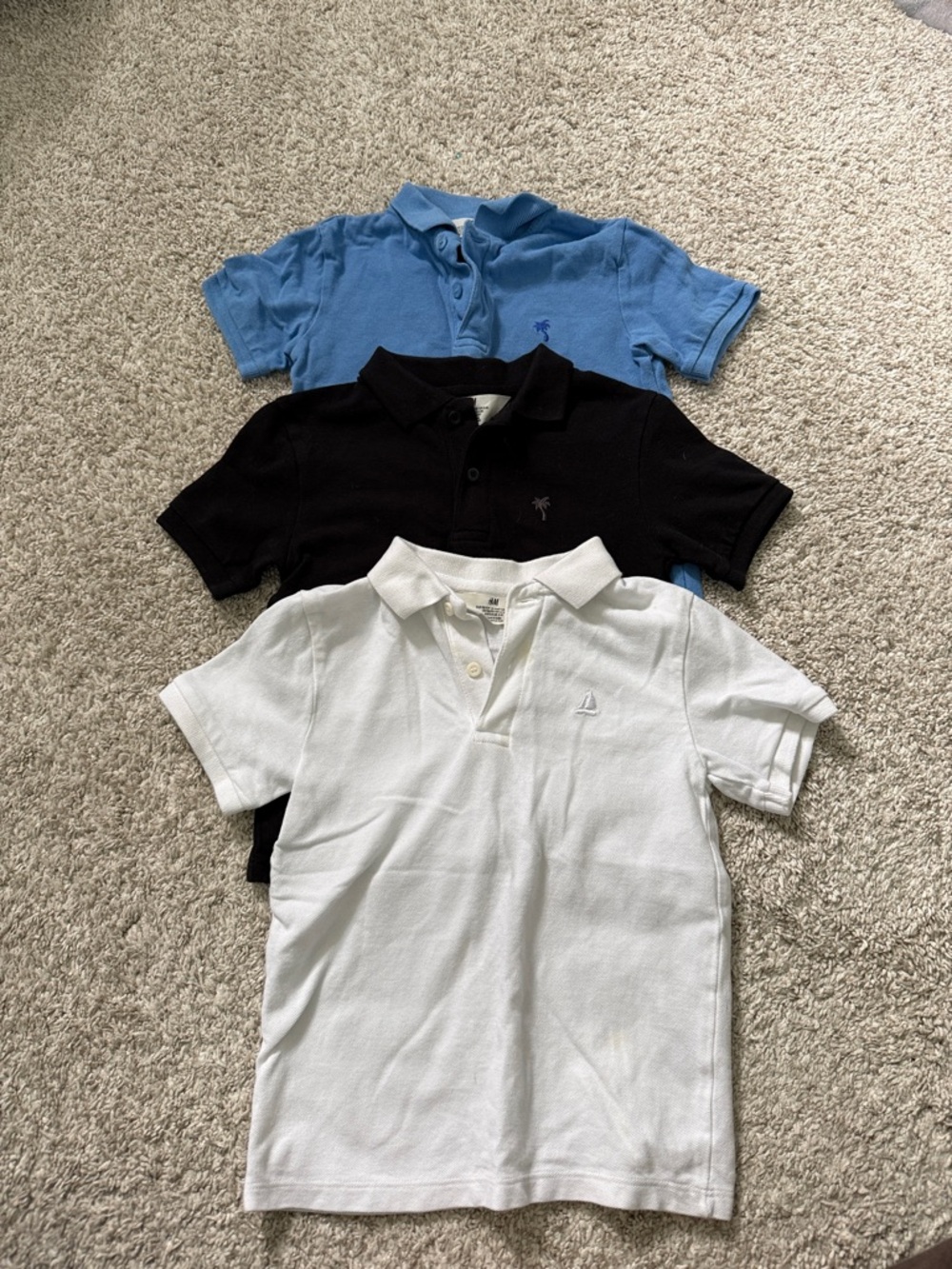 H&M Kids Polo Trio - White, Black, Light Blue